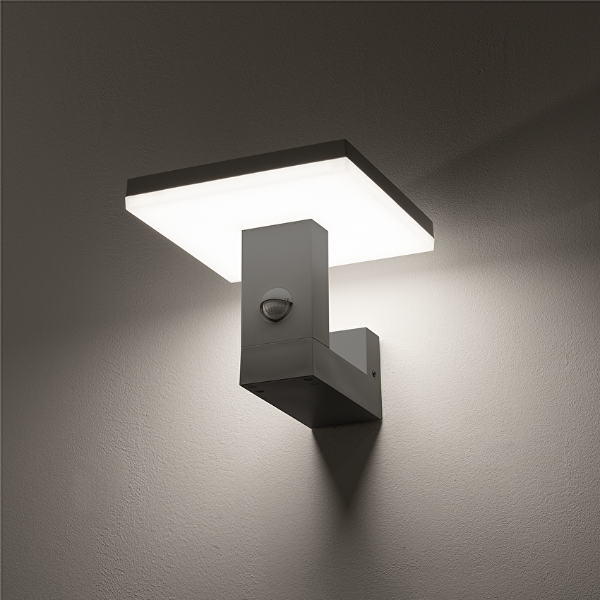 Aplica de perete LED Cu senzor de miscare 15W 4000K IP65, gri