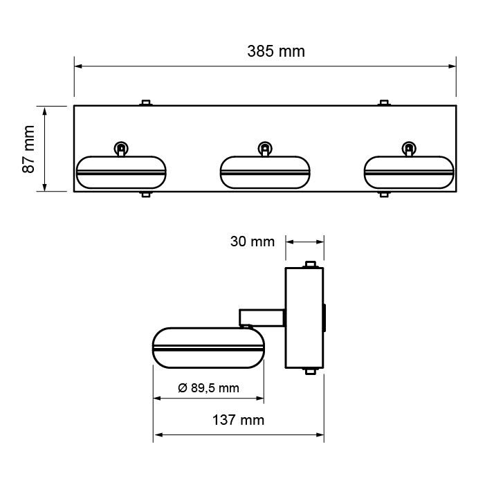 CORP DE ILUMINAT LED PENTRU BAIE, 3x5W, 4200K, lumina neutra, corp CROMAT, reglabil, IP44