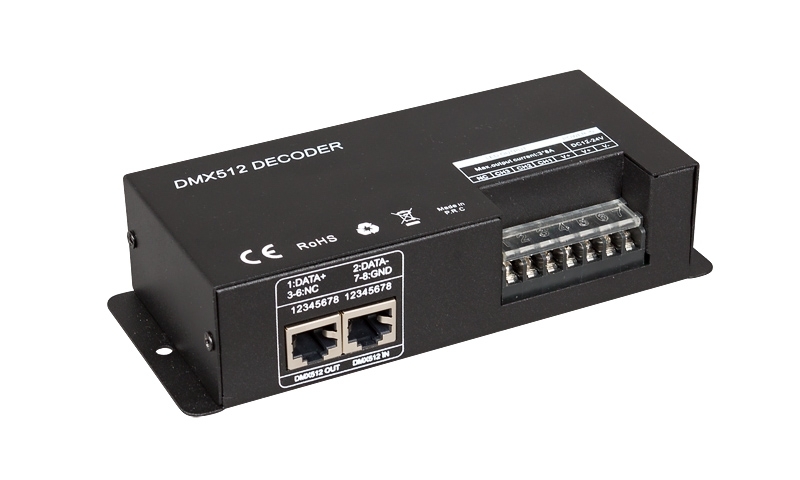 Controller DMX pentru iluminat LED RGB, 24A, 12-24V DC, 288W