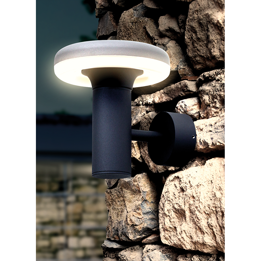 Corp de iluminat LED pentru exterior de perete 6W, 2700K, IP65, rotund, grafit