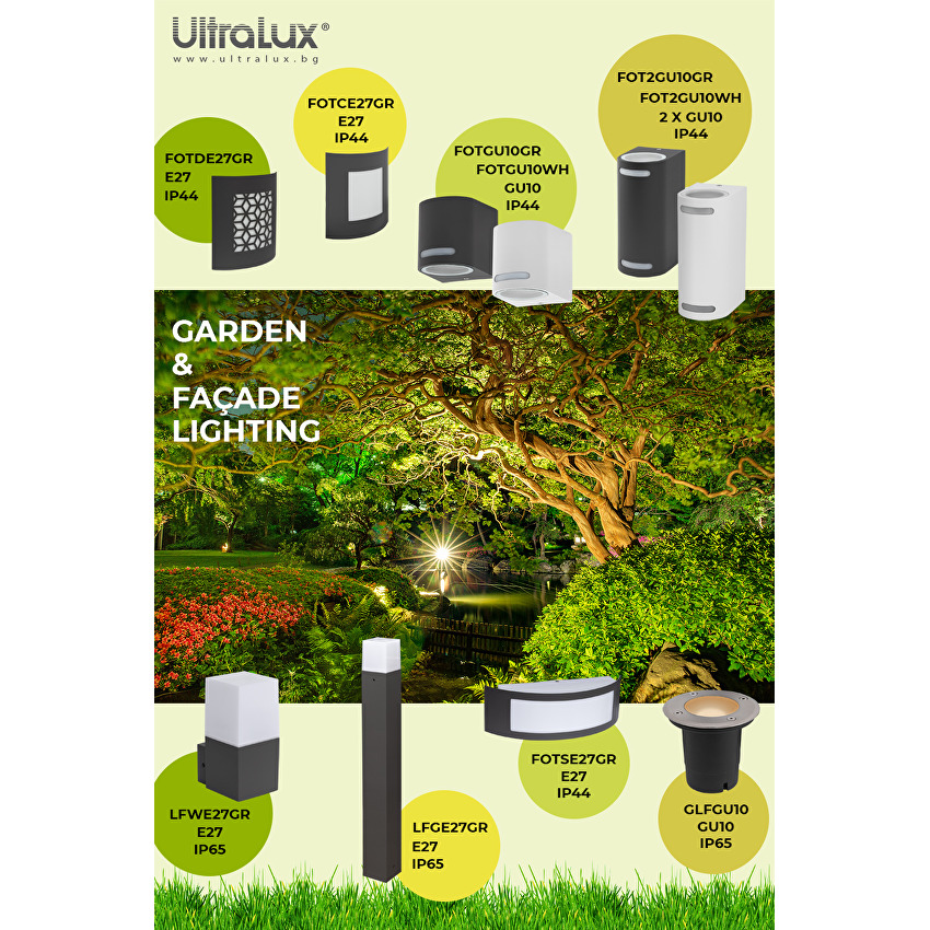Corp de iluminat pentru exterior de perete, decorativ, E27, IP44, grafit