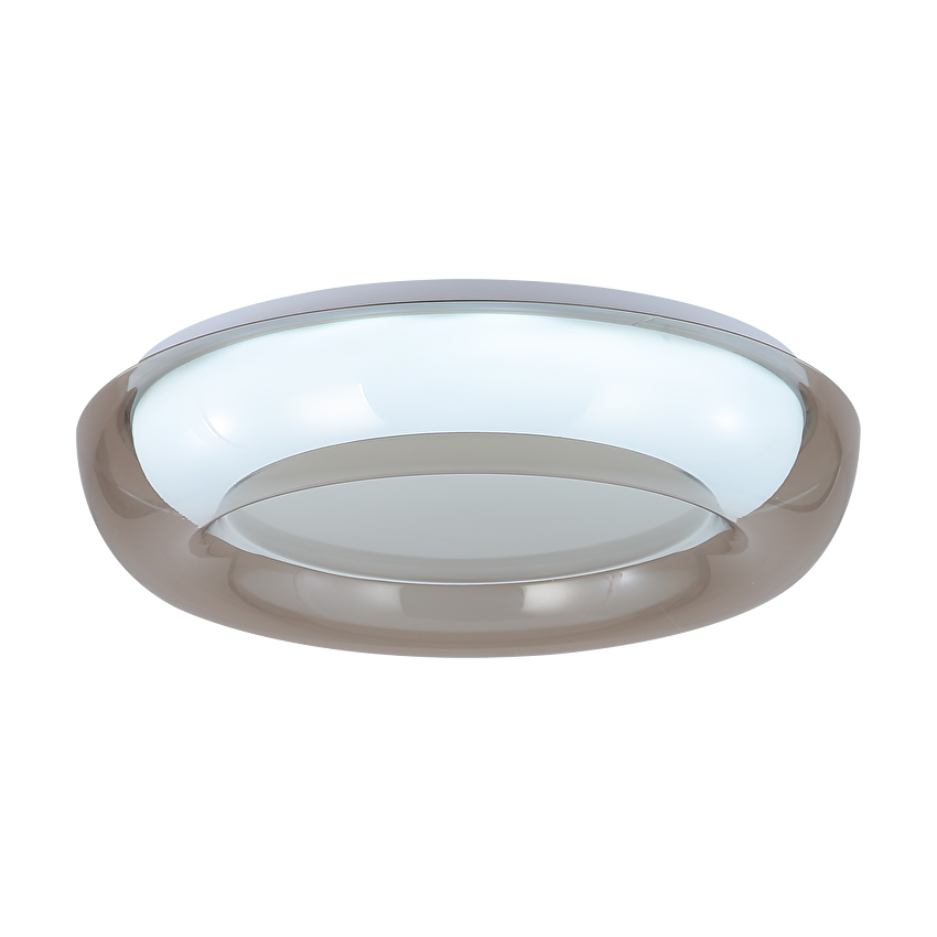 Lampa de tavan LED CCT cu intensitate reglabila si telecomanda, cuart fumuriu, max. 72W, 3000K-6000?, 220-240V AC, rotunda, IP20