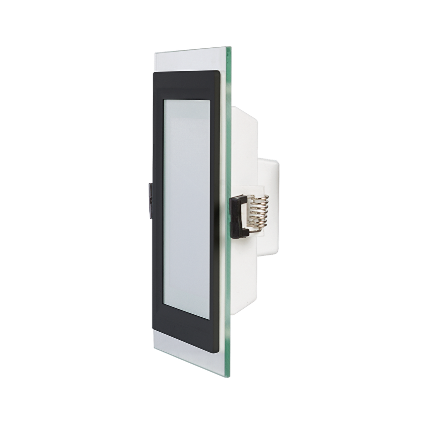 Panou LED cu sticla, chenar negru, incastrabil, patrat, 18W, 4200K, 220V-240V AC, IP44