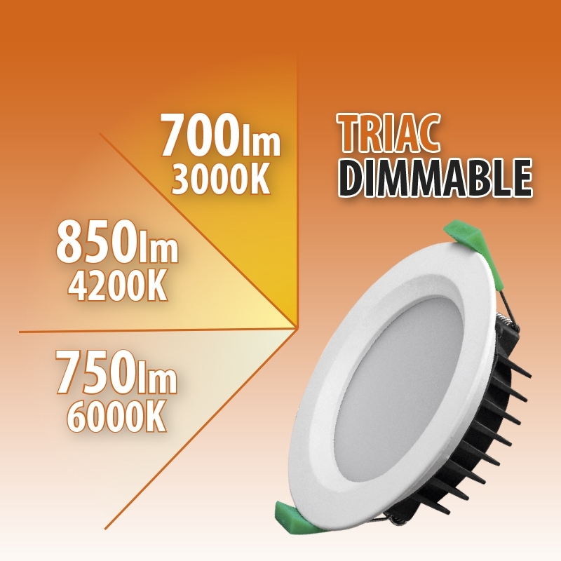Panou LED incastrabil dimabil TRIAC, rotund, 10W, 3 temperaturi de culoare la alegere,  IP44