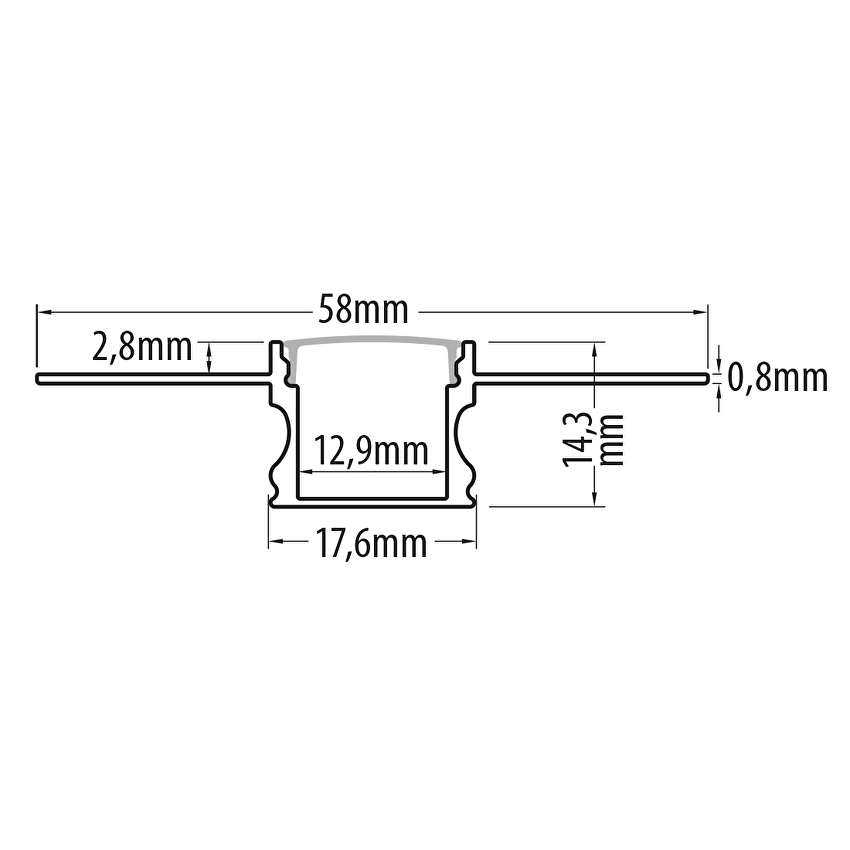 Profil aluminiu banda LED pentru rigips, 13mm, 3m - Comenzi sub 25 buc/bax: ridicare din depozit