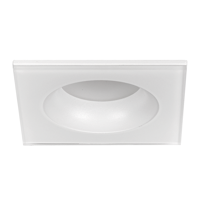 Rama incastrabila pentru spot, patrata, fixa, corp sticla si aluminiu