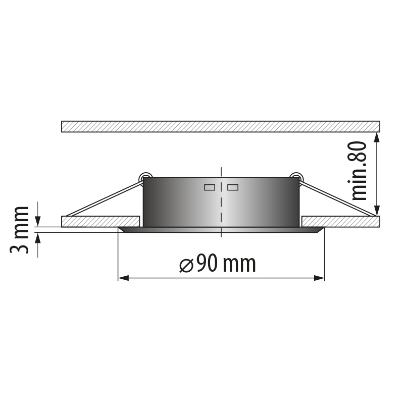 Rama incastrabila pentru spot, fixa, corp alama antichizat, MR16