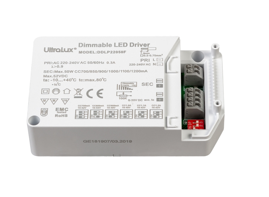 SURSA DIMABILA 0-10V DC, PWM, POTENTIOMETRU 100K PENTRU LED 50W 700-1200mA